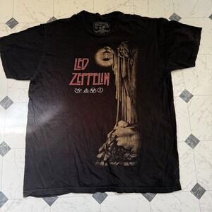 Led Zeppelin T-Shirt Large Black Vintage Style Band Tee Official Licensed